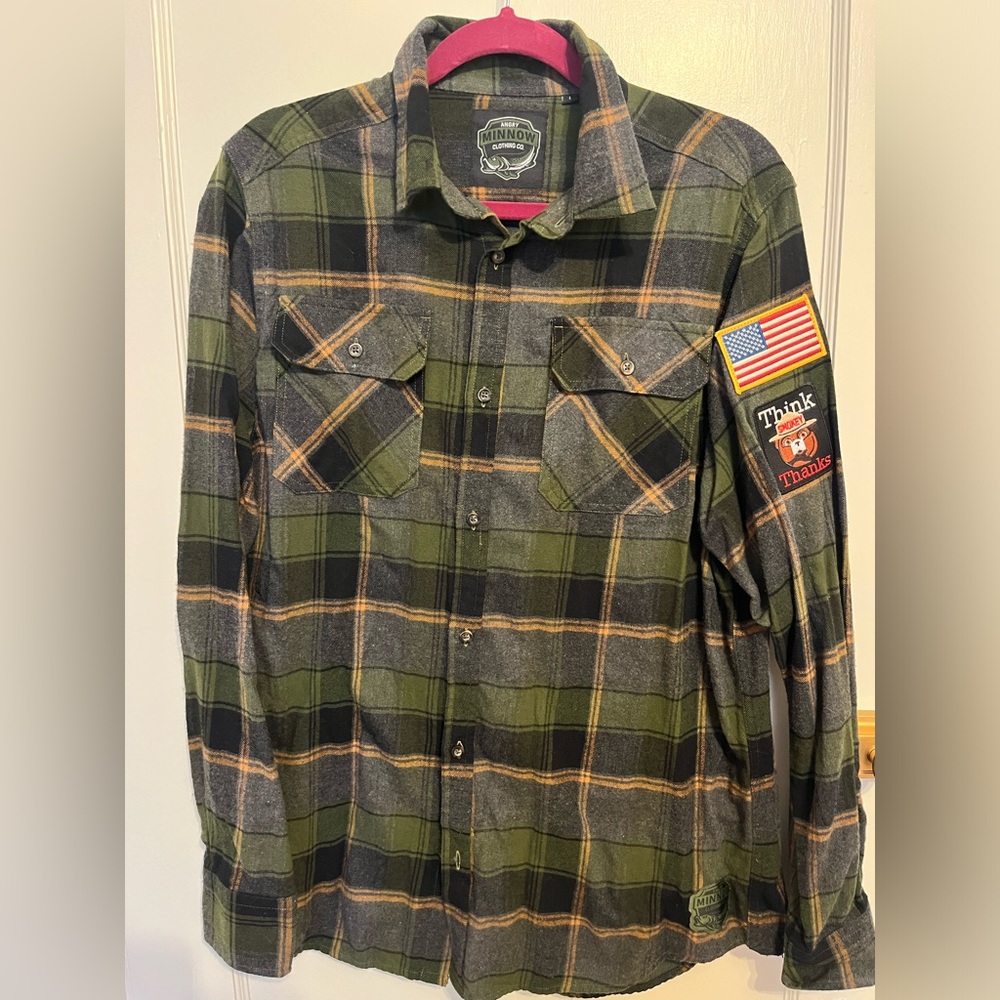 Angry Minnow flannel Smokey the Bear size large